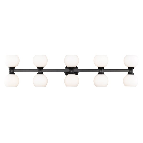 Z-Lite Artemis Vanity, 10-Light, 6.5 In.W x 45 In.L x 10.75 In.H, Matte Black/Matte Opal 494-10V-MB - main